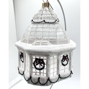 Winter Conservatory Greenhouse Mattarusky Glass Christmas Ornament Glitter